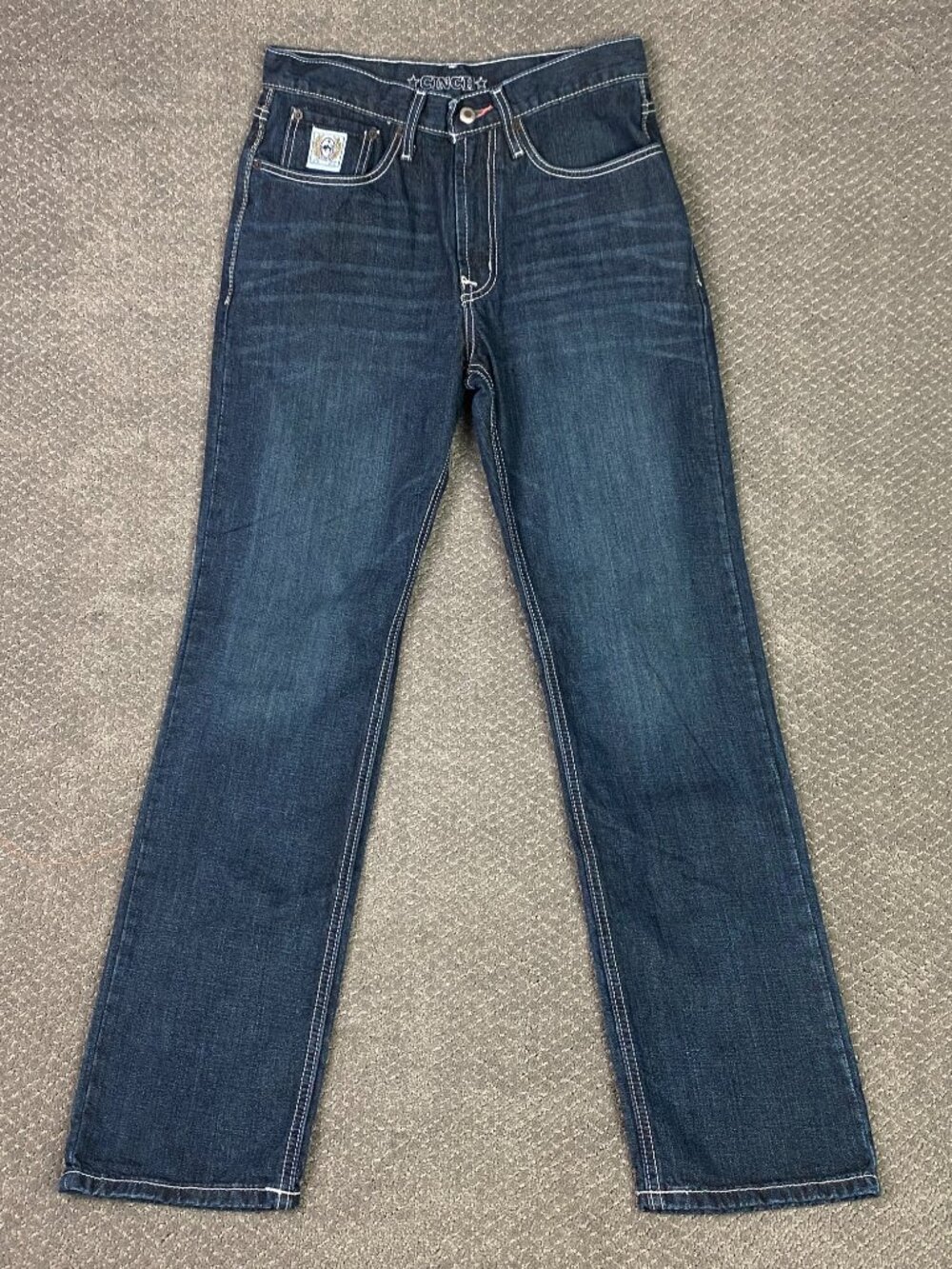 Cinch White Label Jeans Mens 30x34 Thick Stitch Relaxed Fit Straight Dark Wash